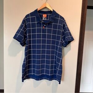 Nike Pro Men’s Dri-Fit Grid Blue White Stripes Cotton Blend Short Sleeves Polo